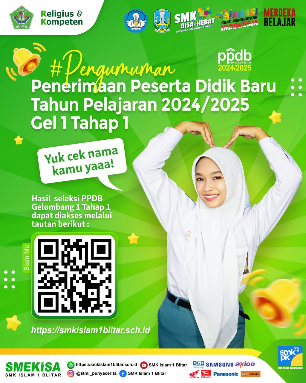 PENGUMUMAN PPDB GELOMBANG 1 TAHAP 1 TAHUN 2024